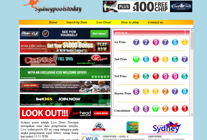 CHUTOGEL - Jenis Permainan yang Ada di Sydney Pools