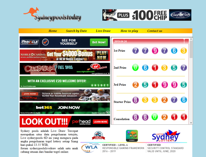 CHUTOGEL - Jenis Permainan yang Ada di Sydney Pools